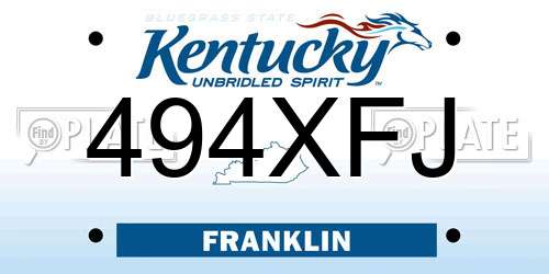 494XFJ Kentucky License Plate