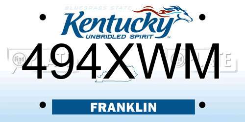 494XWM Kentucky License Plate