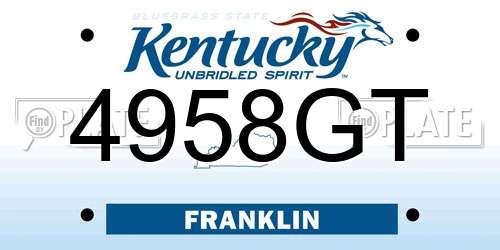 4958GT Kentucky License Plate