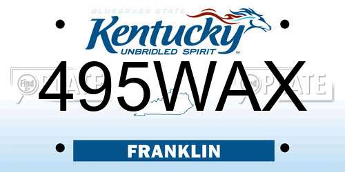 495WAX Kentucky License Plate