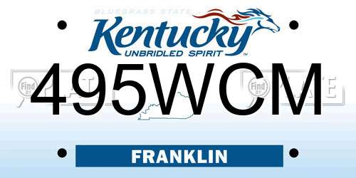 495WCM Kentucky License Plate