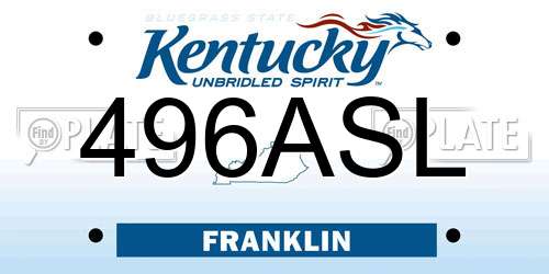 496ASL Kentucky License Plate