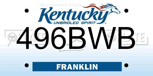 496BWB Kentucky License Plate