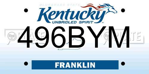 496BYM Kentucky License Plate