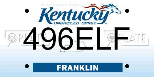 496ELF Kentucky License Plate
