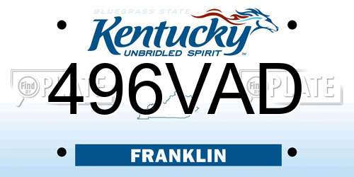 496VAD Kentucky License Plate