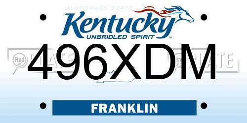 496XDM Kentucky License Plate