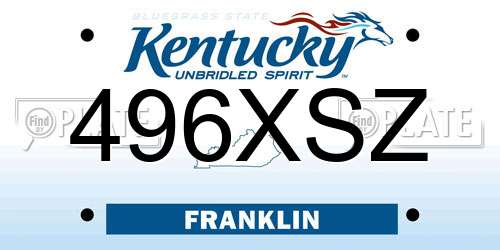 496XSZ Kentucky License Plate