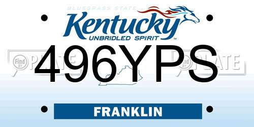 496YPS Kentucky License Plate