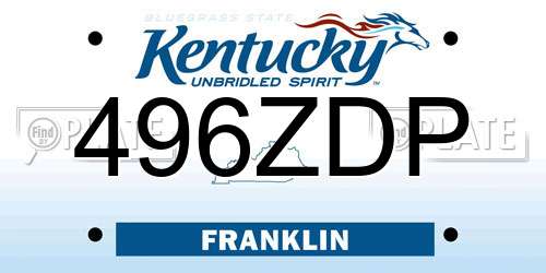 496ZDP Kentucky License Plate