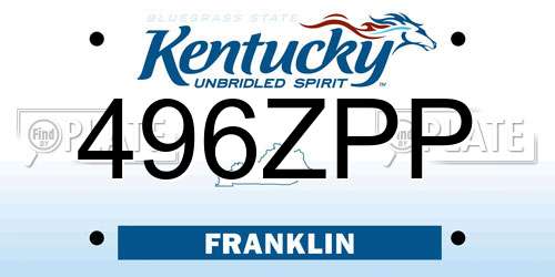 496ZPP Kentucky License Plate