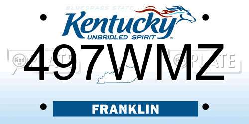 497WMZ Kentucky License Plate