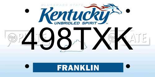 498TXK Kentucky License Plate