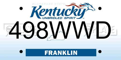 498WWD Kentucky License Plate
