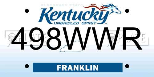 498WWR Kentucky License Plate