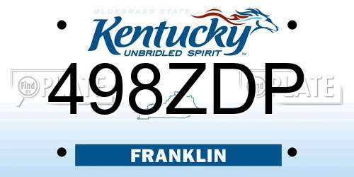 498ZDP Kentucky License Plate