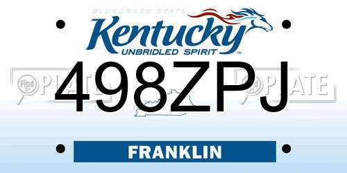 498ZPJ Kentucky License Plate