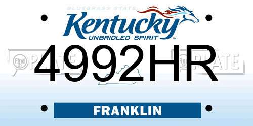 4992HR Kentucky License Plate