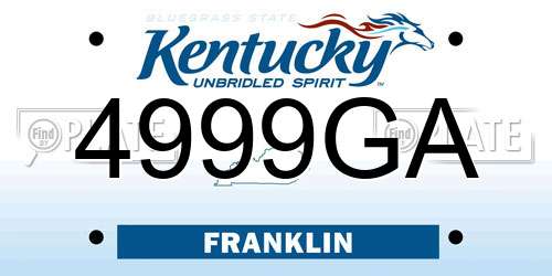 4999GA Kentucky License Plate
