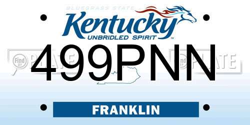 499PNN Kentucky License Plate