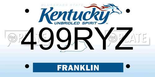 499RYZ Kentucky License Plate