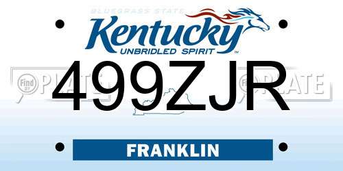 499ZJR Kentucky License Plate