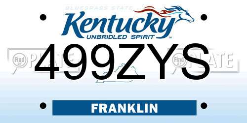 499ZYS Kentucky License Plate
