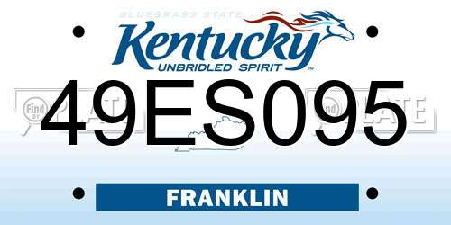 49ES095 Kentucky License Plate