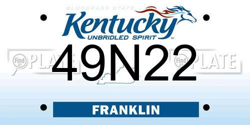 49N22 Kentucky License Plate