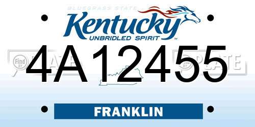 4A12455 Kentucky License Plate