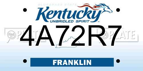 4A72R7 Kentucky License Plate