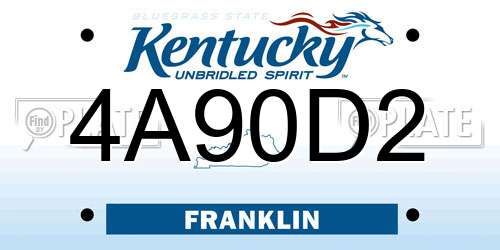 4A90D2 Kentucky License Plate