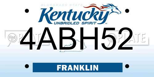 4ABH52 Kentucky License Plate
