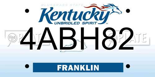 4ABH82 Kentucky License Plate