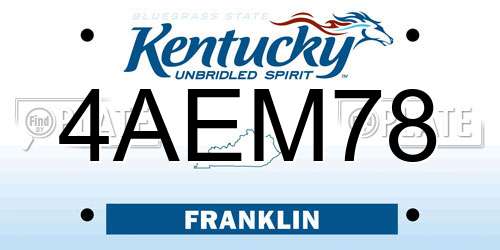 4AEM78 Kentucky License Plate