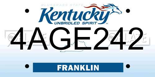 4AGE242 Kentucky License Plate
