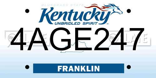 4AGE247 Kentucky License Plate