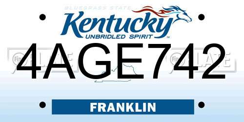 4AGE742 Kentucky License Plate