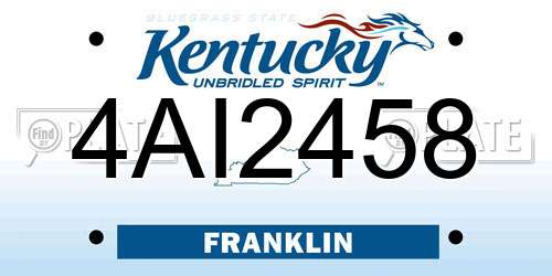 4AI2458 Kentucky License Plate