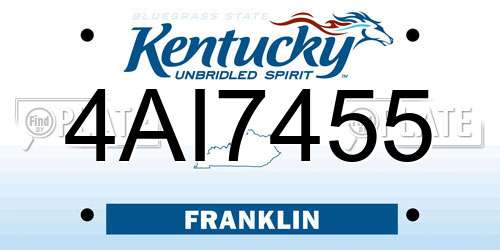 4AI7455 Kentucky License Plate