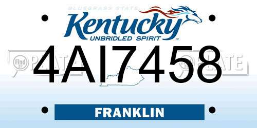 4AI7458 Kentucky License Plate