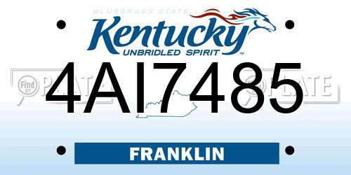 4AI7485 Kentucky License Plate