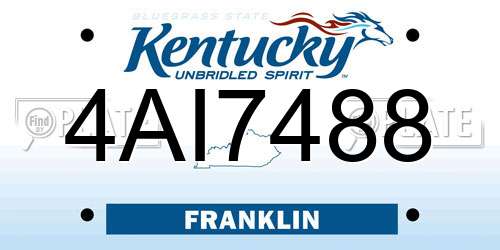 4AI7488 Kentucky License Plate
