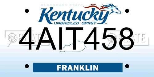 4AIT458 Kentucky License Plate