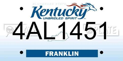 4AL1451 Kentucky License Plate