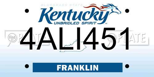 4ALI451 Kentucky License Plate