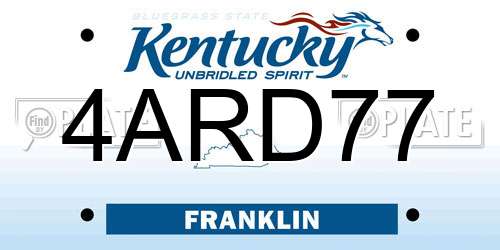 4ARD77 Kentucky License Plate