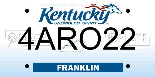 4ARO22 Kentucky License Plate