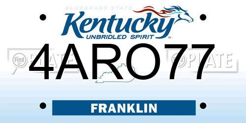4ARO77 Kentucky License Plate