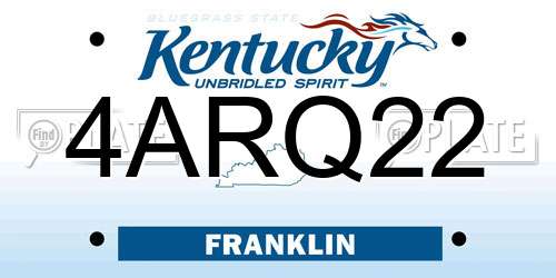 4ARQ22 Kentucky License Plate